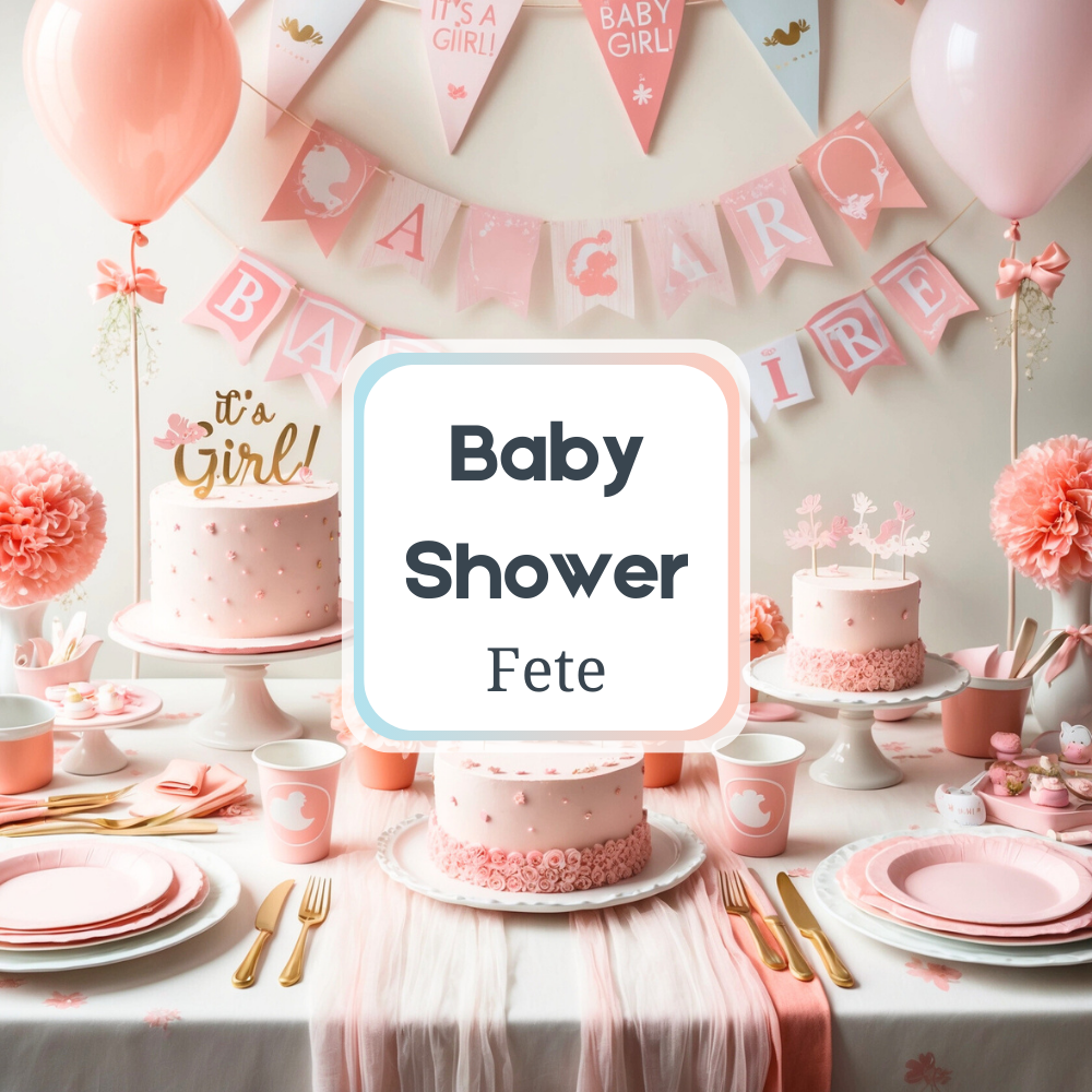 Baby Shower Fete, O scenă delicată și festivă pentru sărbătorirea unei fetițe, cu decoruri pastelate și accesorii tematice.